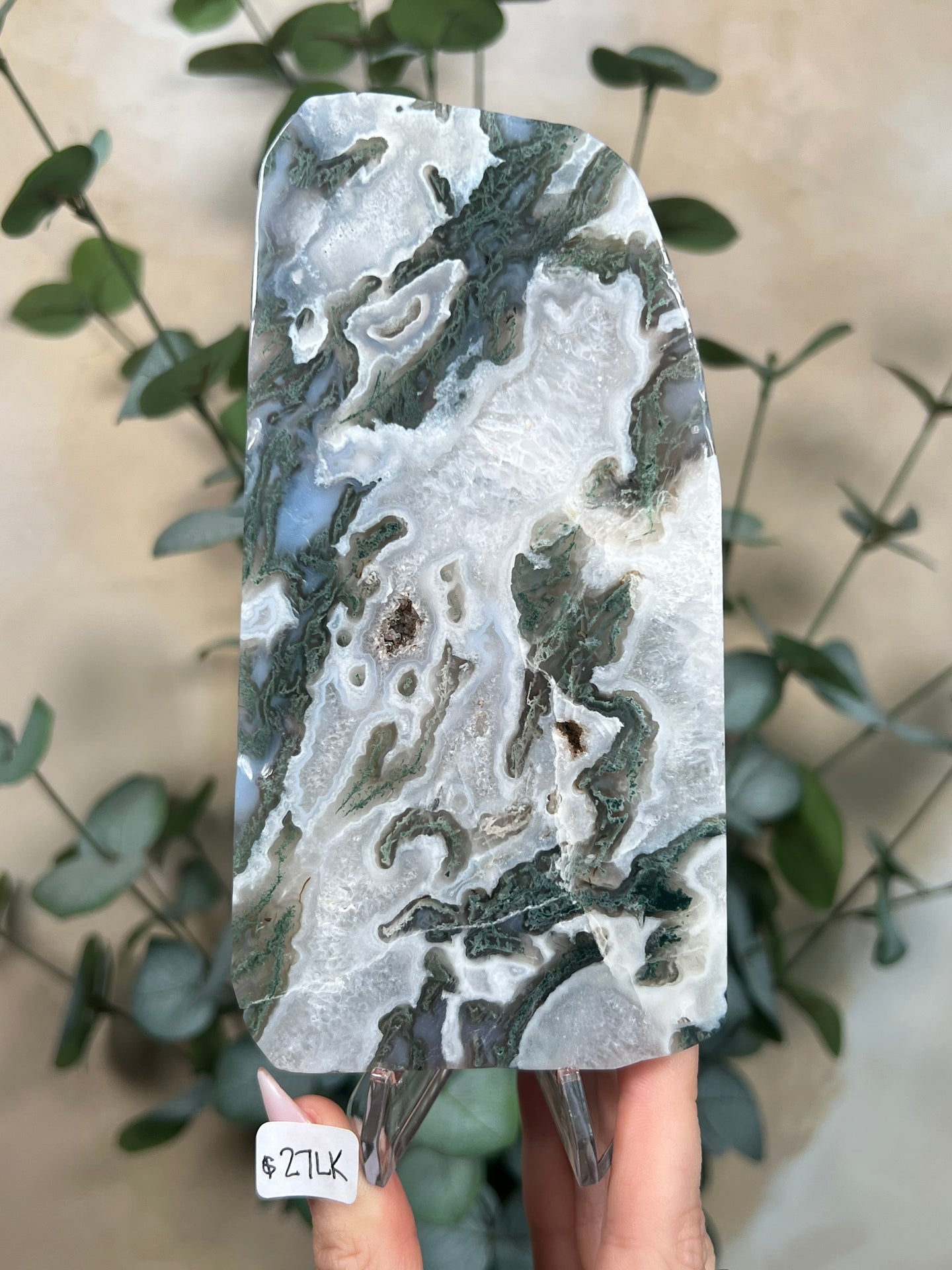 Moss Agate Slabs with Stands (6 options)